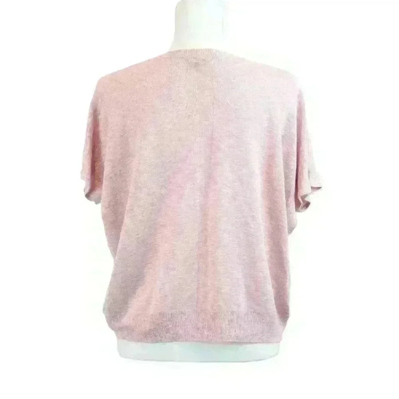 Ellen Tracy Pink Knit Crew Neck Sweater Short Dolman Sleeves SIze Large - Picture 3 of 7